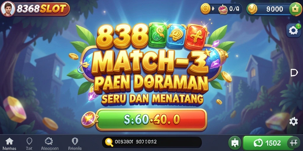 Tampilan gameplay menarik dari 8368SLOT dengan berbagai kombinasi Match-3.