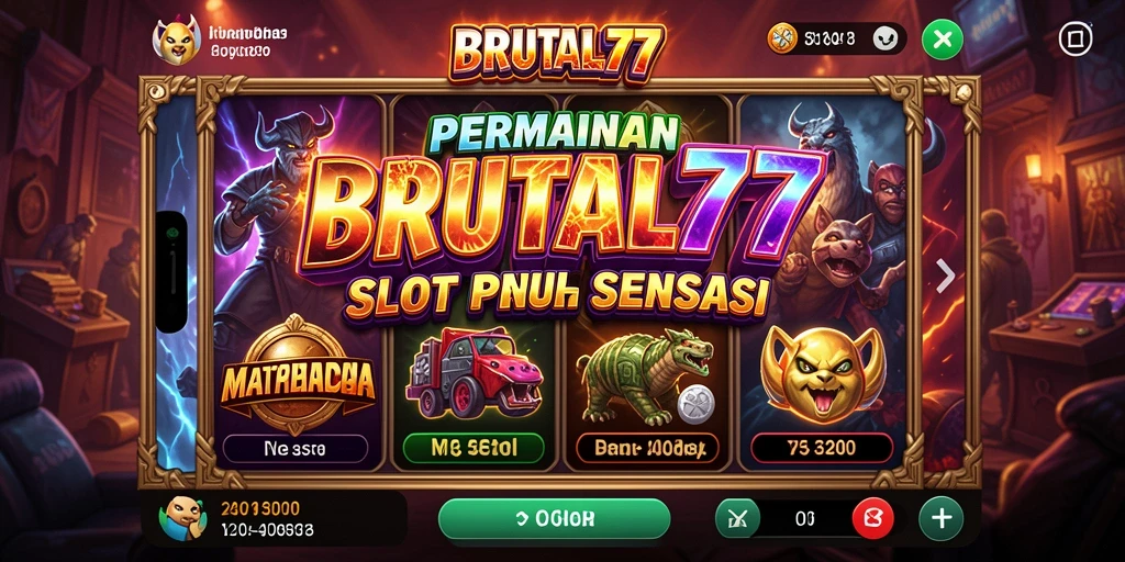 Tampilan gameplay mendebarkan dari BRUTAL77 yang penuh warna.