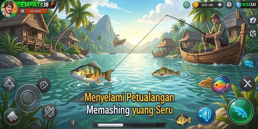 Gameplay seru memancing ikan besar di lautan.