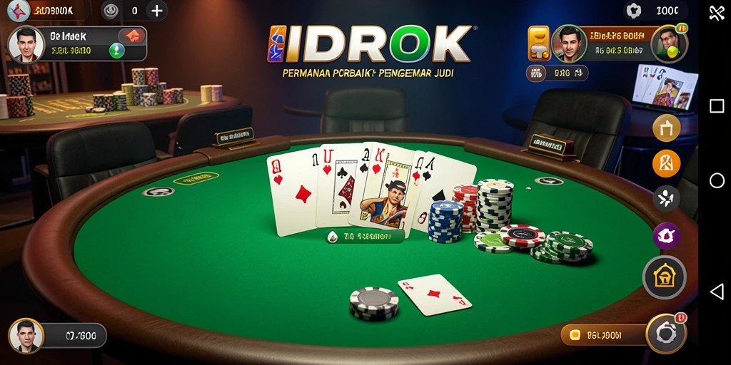 Screenshot gameplay IDROK menampilkan suasana poker yang mendebarkan.