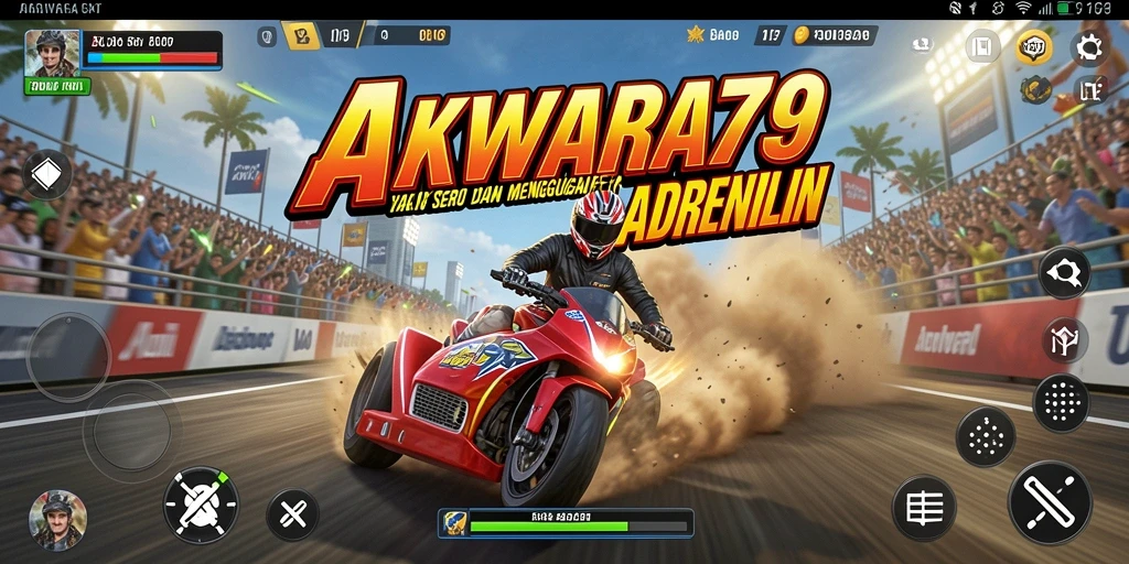 Tampilan gameplay seru di JAWARA79 dengan aksi balap yang mendebarkan.