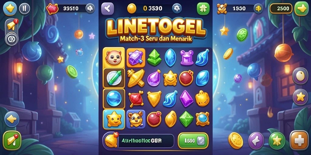 Tampilan gameplay seru LINETOGEL dalam aksi Match-3.
