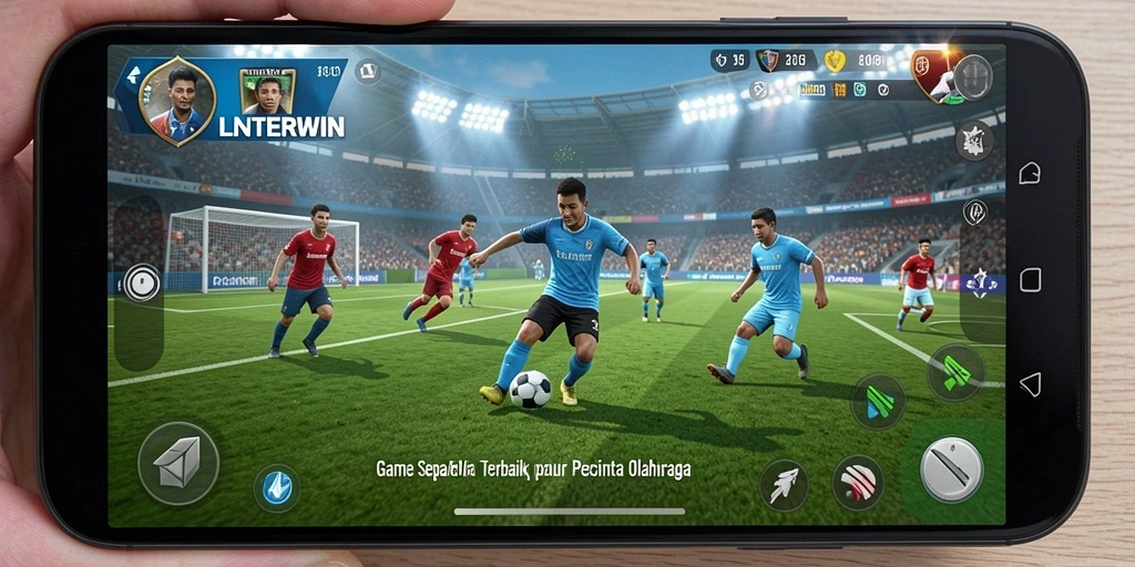 Tampilan menarik dari gameplay LNTERWIN dengan aksi sepak bola yang mendebarkan.