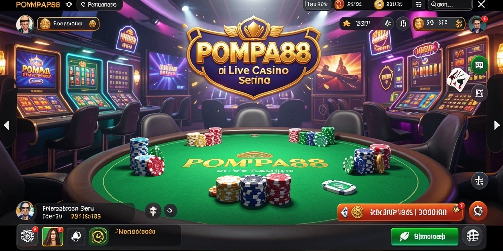 Gameplay POMPA88 menampilkan dealer langsung dan interaksi pemain.