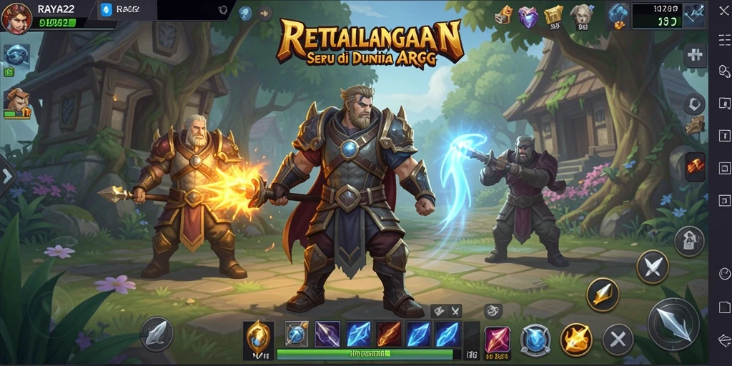 Menampilkan aksi pertempuran dinamis dalam game ARPG RAYA22.