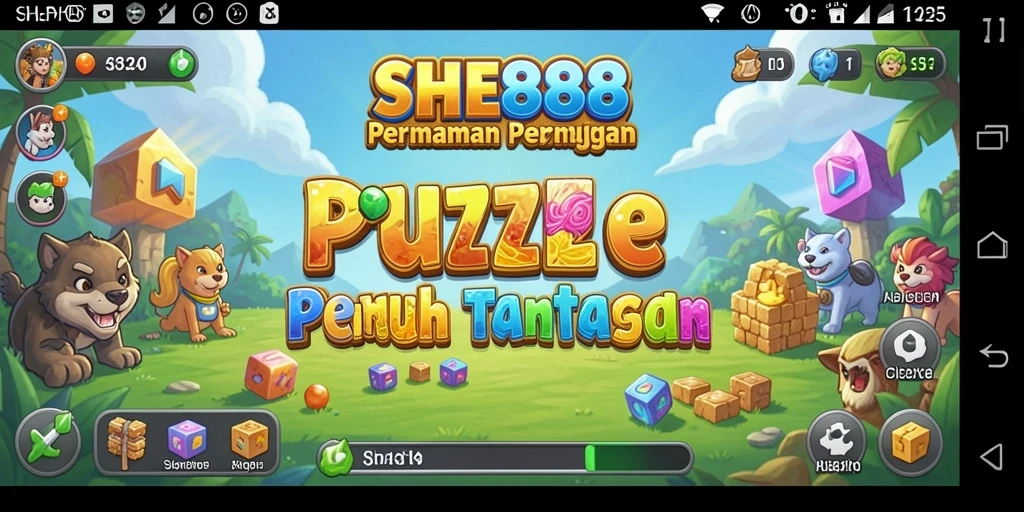 Screenshot game SHE888 menampilkan gameplay Puzzle yang seru.