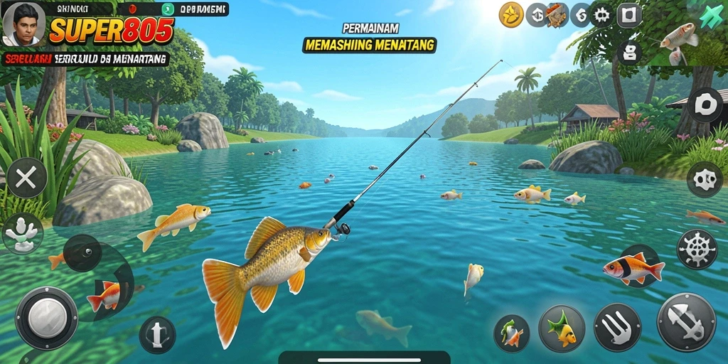 Tampilkan gameplay penuh aksi dengan memancing ikan besar di <strong>SUPER805</strong>.