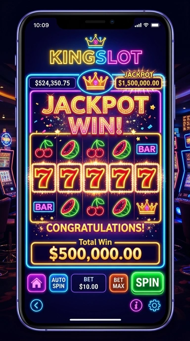 Tampilan antarmuka di dalam aplikasi kingslot yang menarik dan mudah dipahami.
